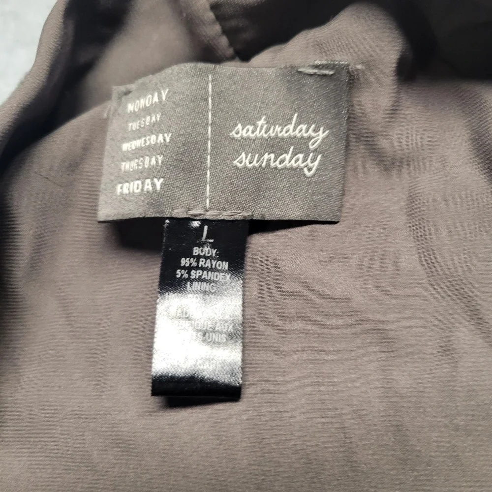 Saturday Sunday Anthropologie Mixed Media Open Front Cardigan Olive Green Large